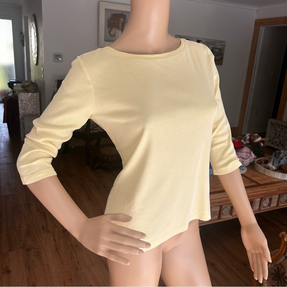 Talbots Petite Small Tops Lot 2 | 3/4 Sleeve Cotton Coral & Butter Yellow Basics - Picture 10 of 10